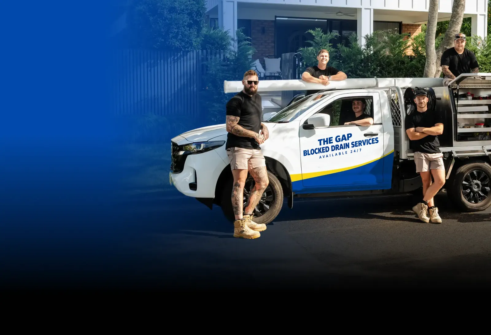 The Gap Blocked Drain Services team with the ute
